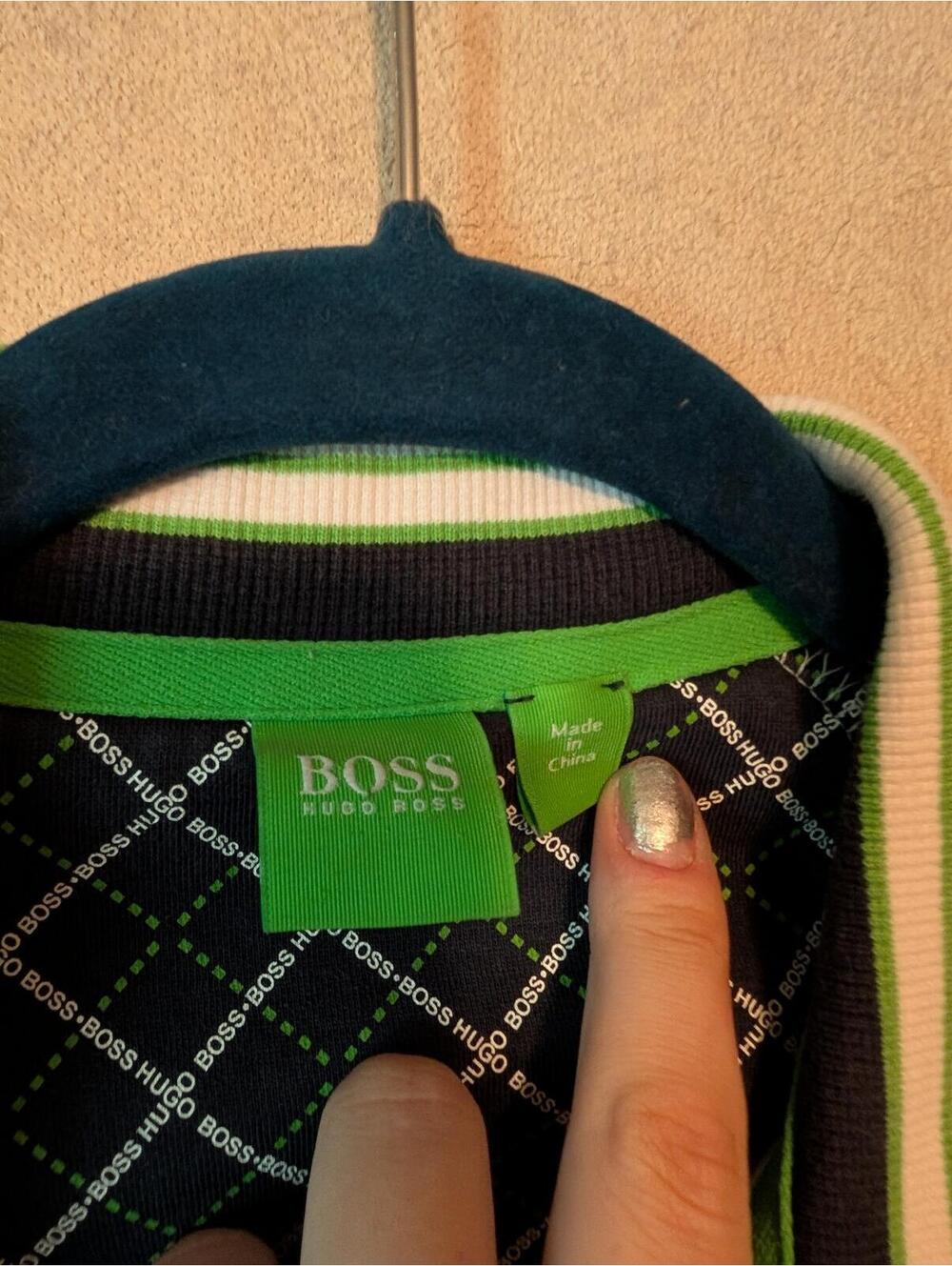BOSS HUGO BOSS Mens white blue green zip up jacket sz M - Picture 4 of 6